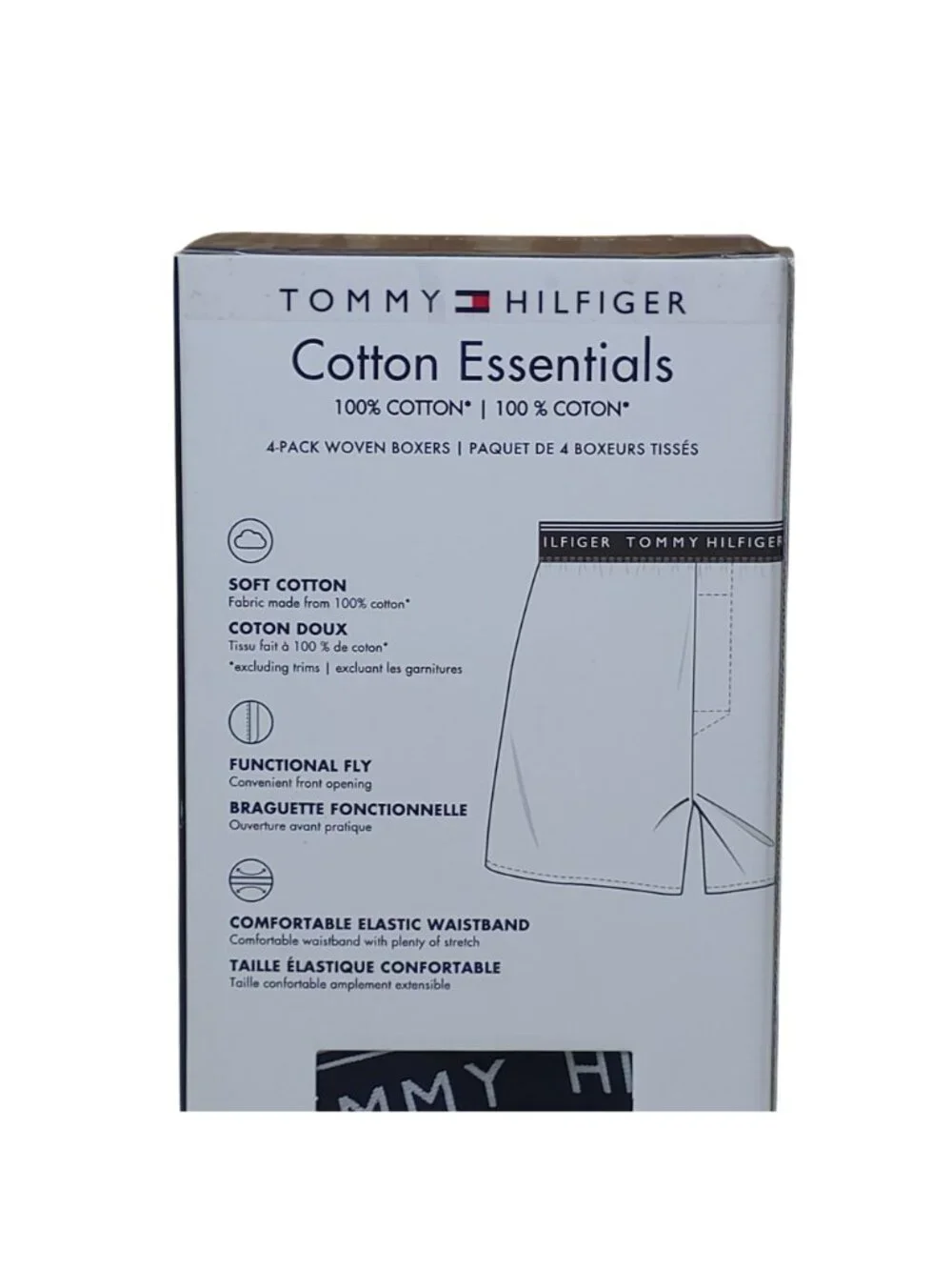 Tommy Hilfiger Mens 4-Pack Cotton Essentials Woven Boxers Small Red Navy Blue